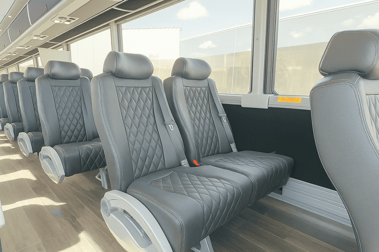 interior of High Point Coach Bus Service charter bus