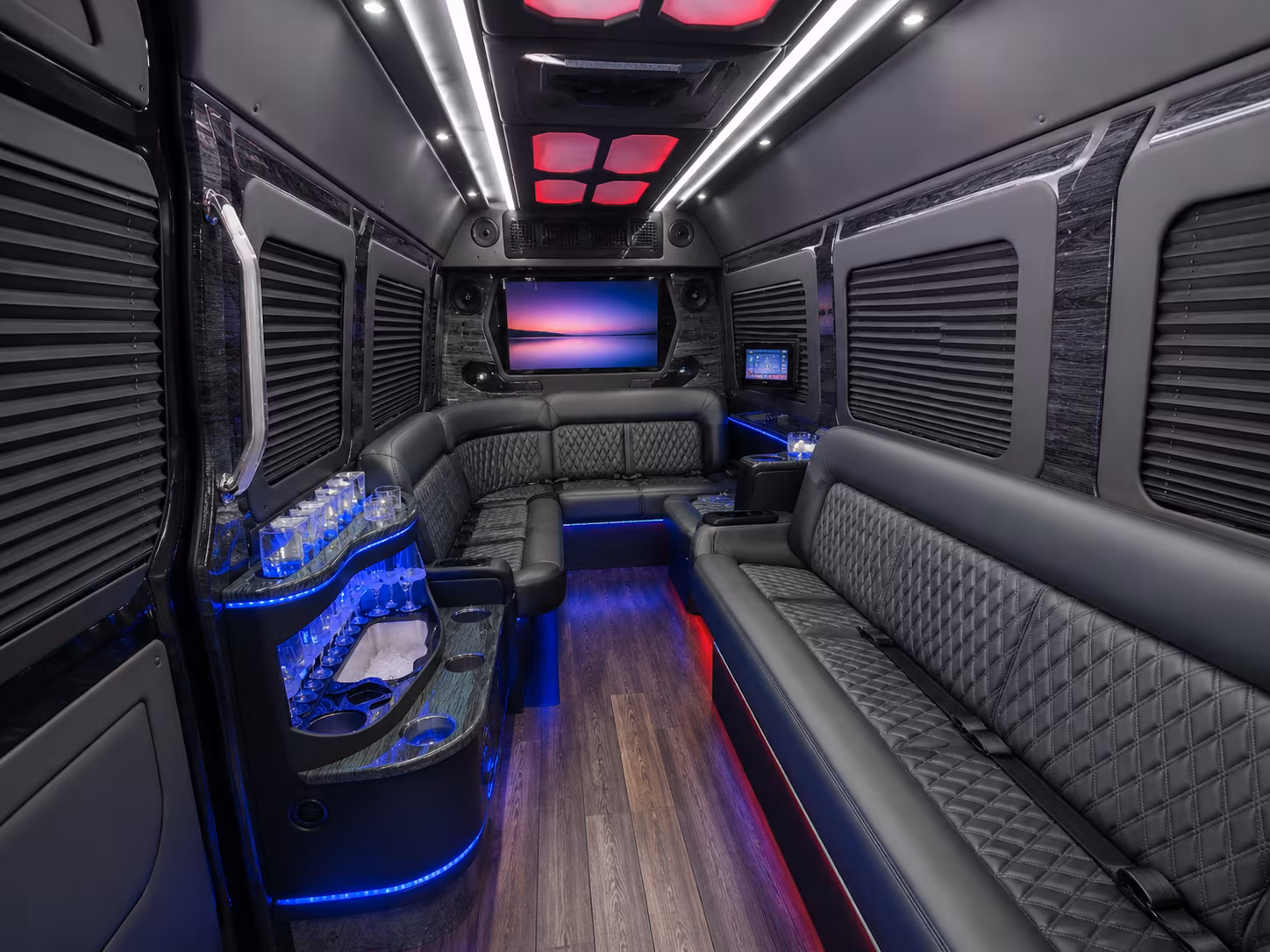 high point 15 passenger party bus inside