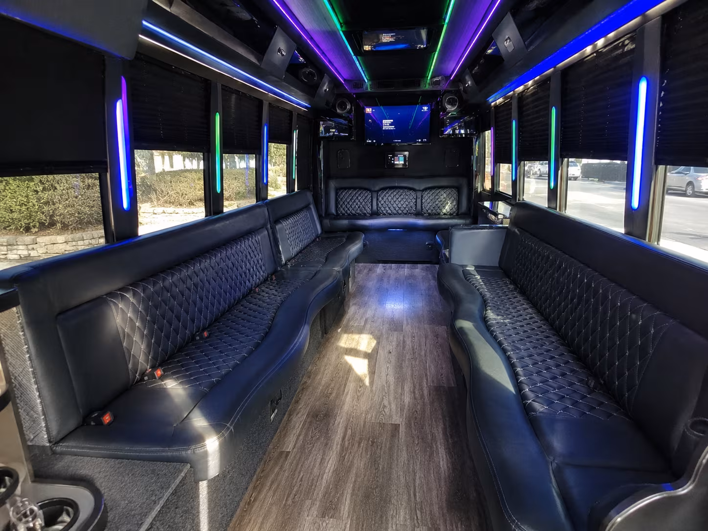 high point 15 passenger party bus interior