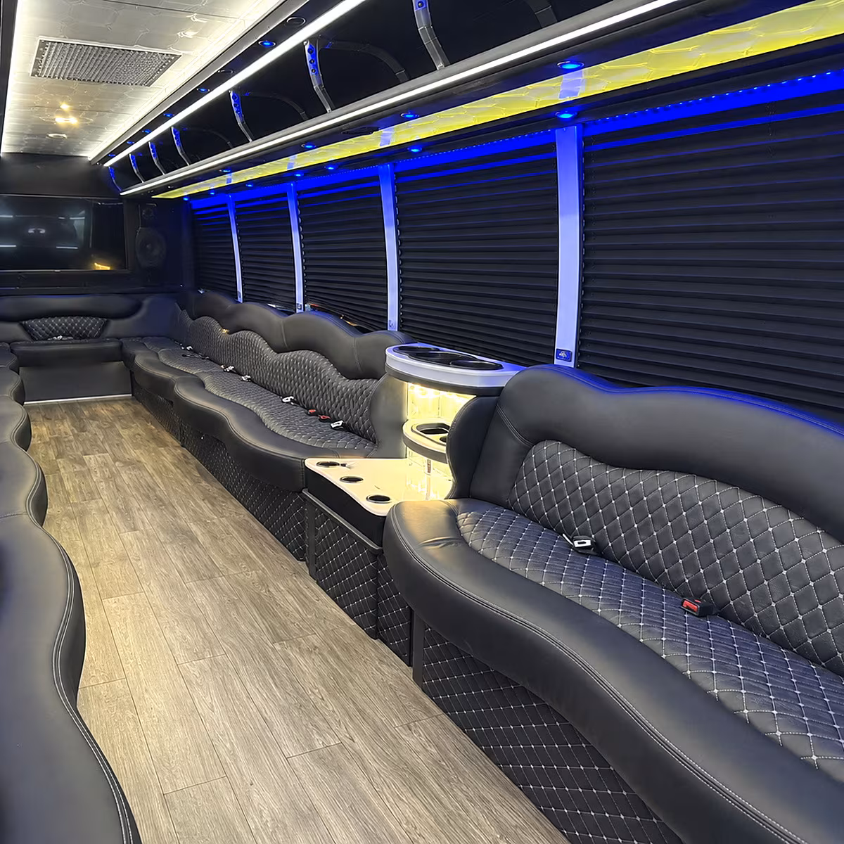 high point party bus rental interior